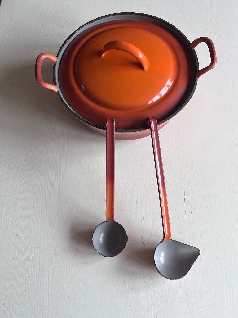 Dru vintage braadpan 26 cm. met 2 lepels, Gebruikt, Ophalen of Verzenden, Met deksel, Overige merken