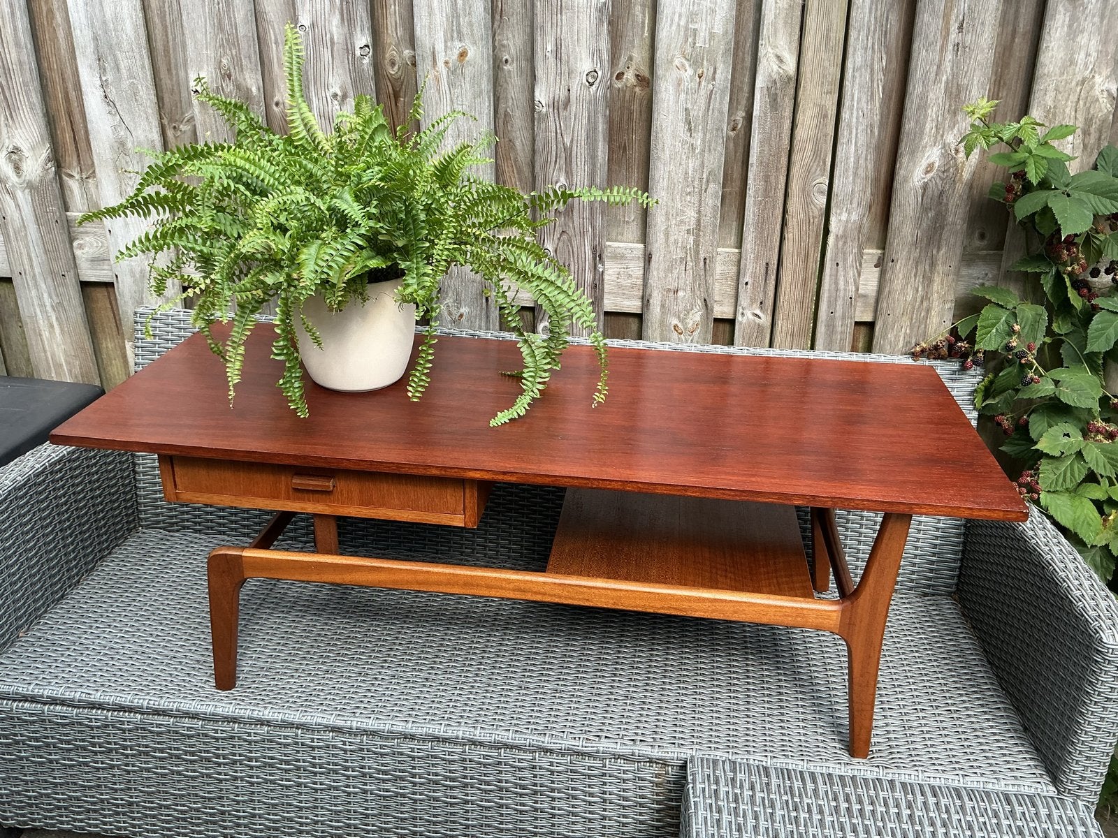 Prachtige Vintage Teakhouten Salontafel met Lade - Jaren '60, Ophalen, 100 tot 150 cm, Teakhout, 50 tot 100 cm