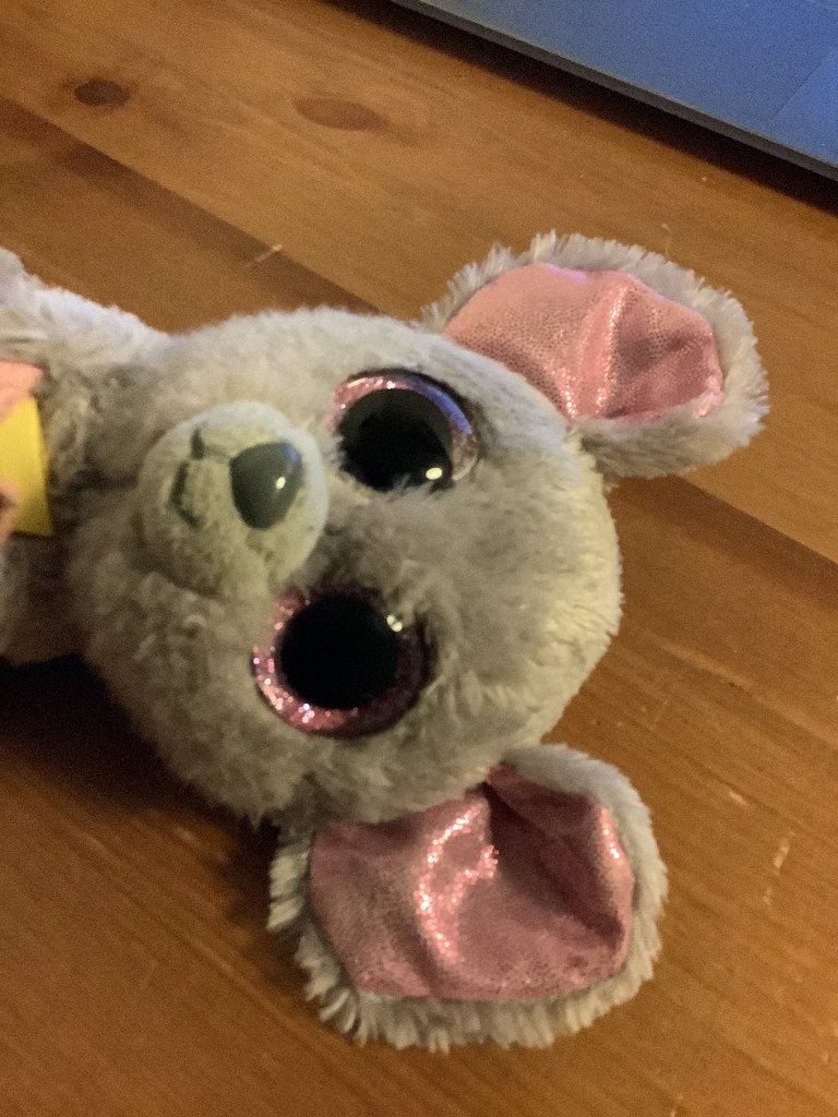 Ty Beanie Boo Knuffel Squeaker de muis, 15 cm, Muis, Gebruikt, Grijs, Ophalen of Verzenden