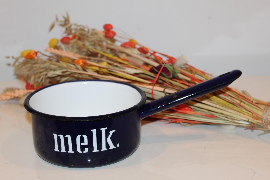 Emaille melk kan - steelpan, Ophalen of Verzenden, Gebruikt, Overige materialen, Kookpan of Snelkookpan