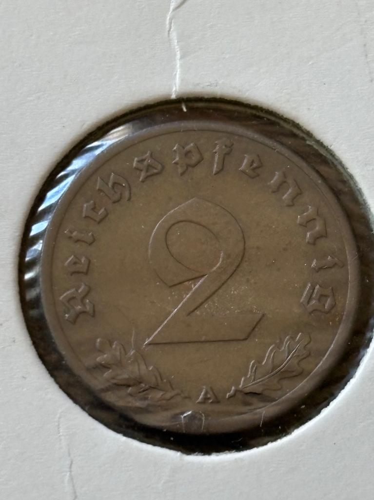 2 Reichspfennig 1939A met swastika, Postzegels en Munten, Ophalen of Verzenden, Duitsland, Losse munt