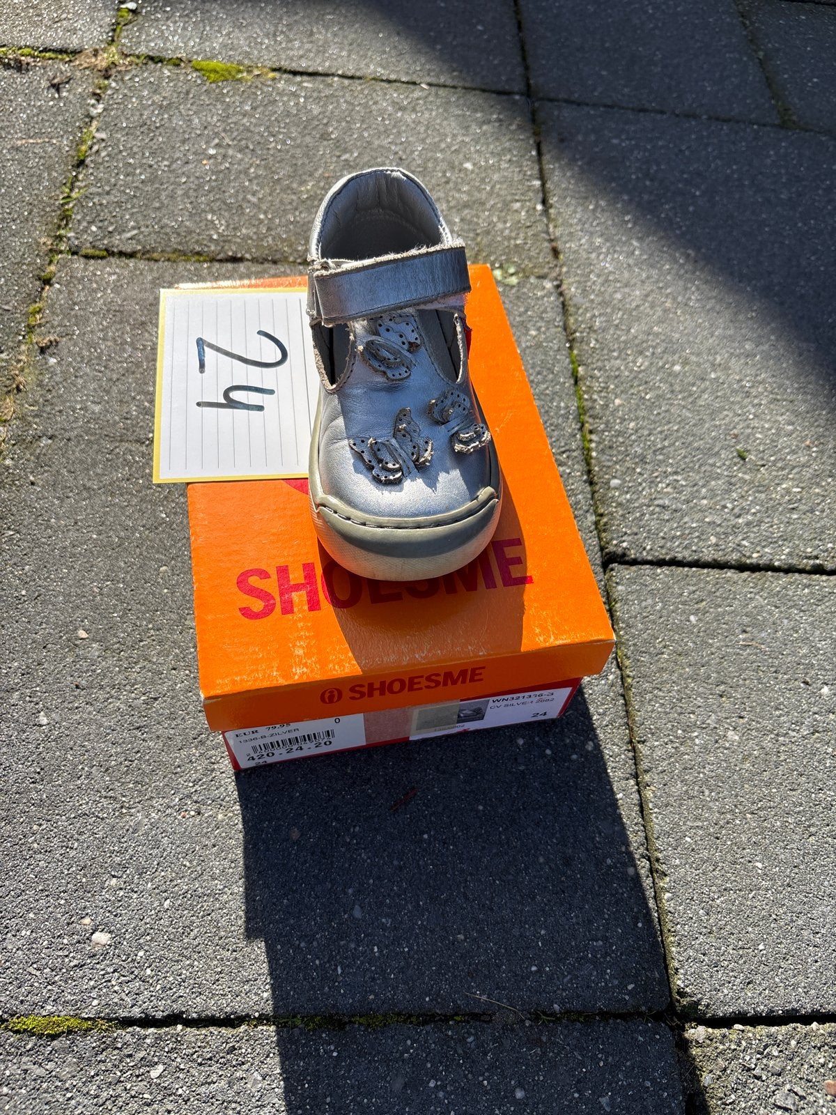 Zilveren Shoesme schoenen maat 24 met vlinders, Ophalen of Verzenden, Gebruikt, Meisje, Schoenen