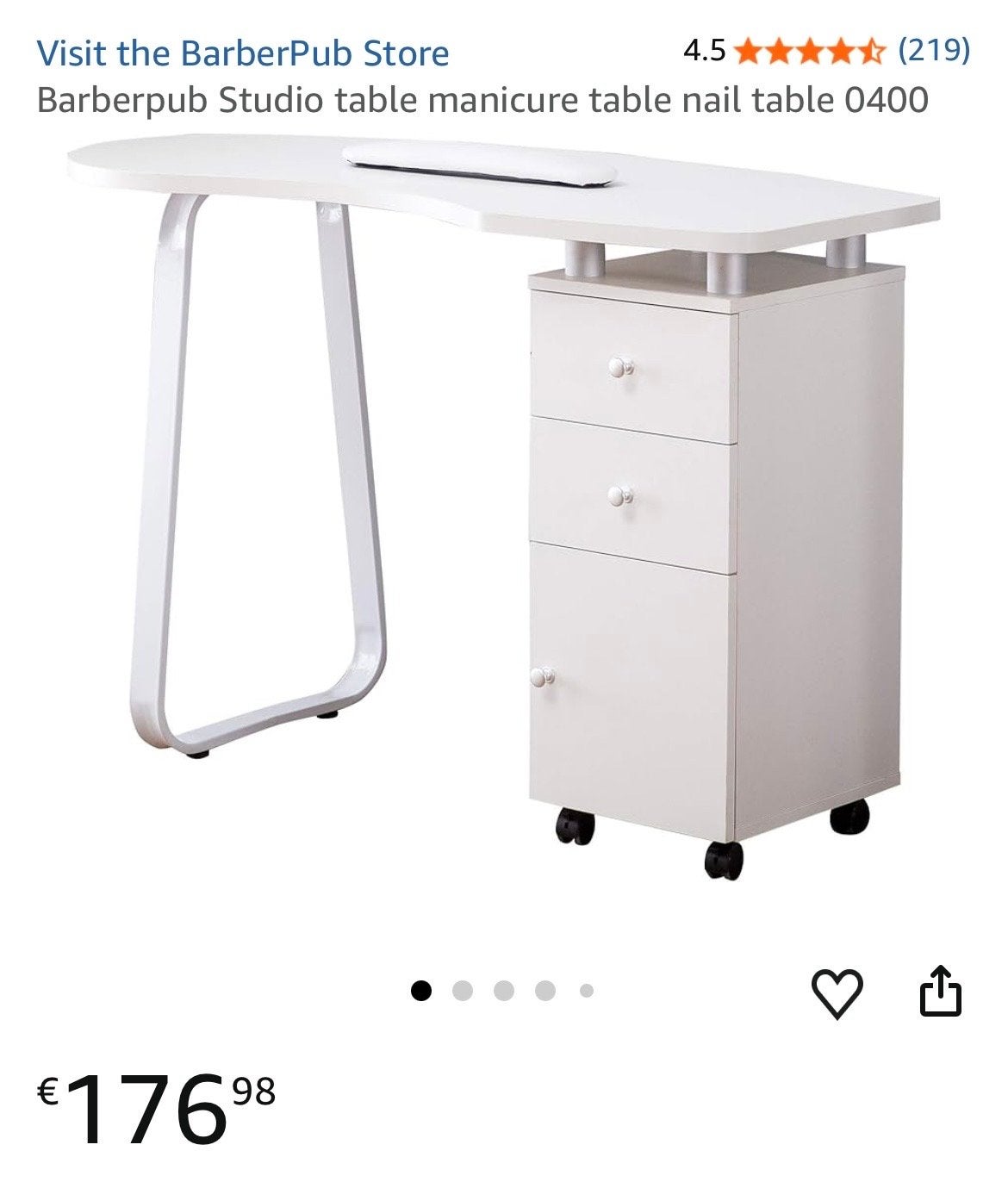 Barberpub Studio Manicure Nageltafel - Wit, Ophalen, 100 tot 150 cm, Nieuw, Minder dan 100 cm