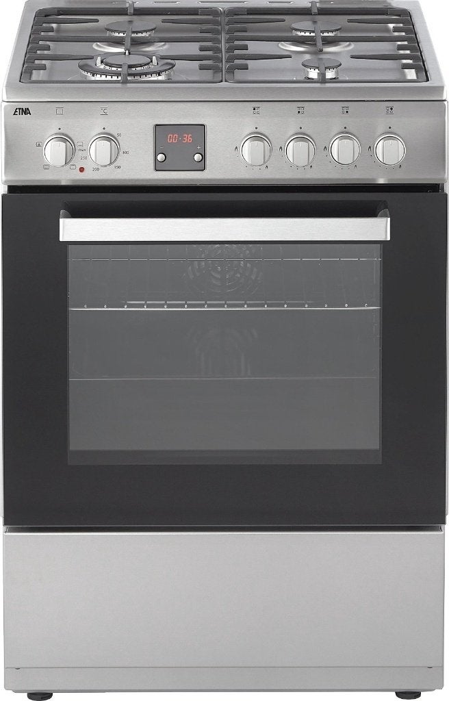 Vrijstaand gasfornuis met oven ETNA FGV460RVS, Witgoed en Apparatuur, Fornuizen, Ophalen, Warmhoudplaat, 4 kookzones, Zo goed als nieuw
