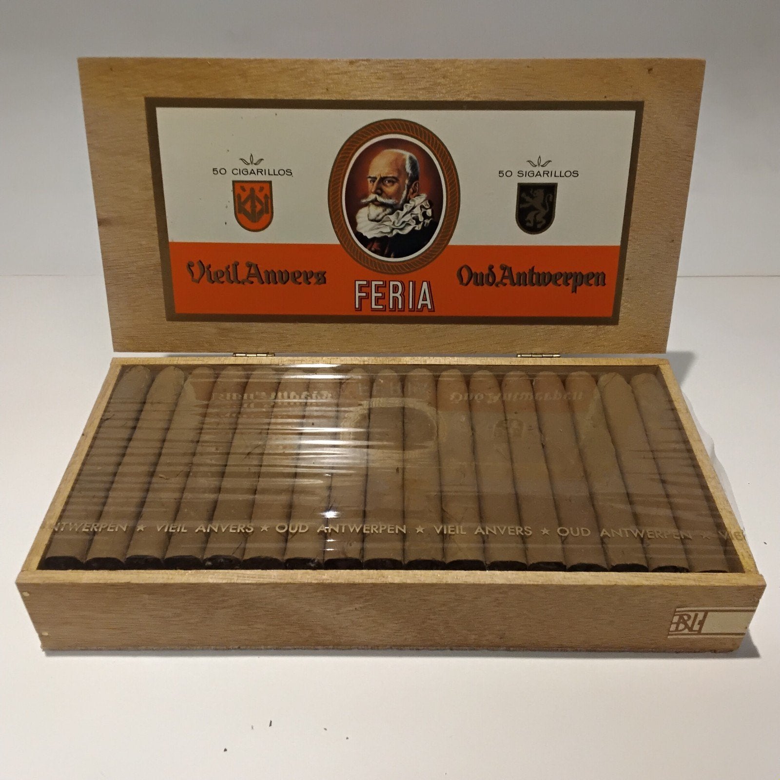 Oude sigarendoos, sigarenkist Van der Elst- Feria gevuld, Verzamelen, Ophalen of Verzenden, Nieuw, Tabaksdoos of Verpakking