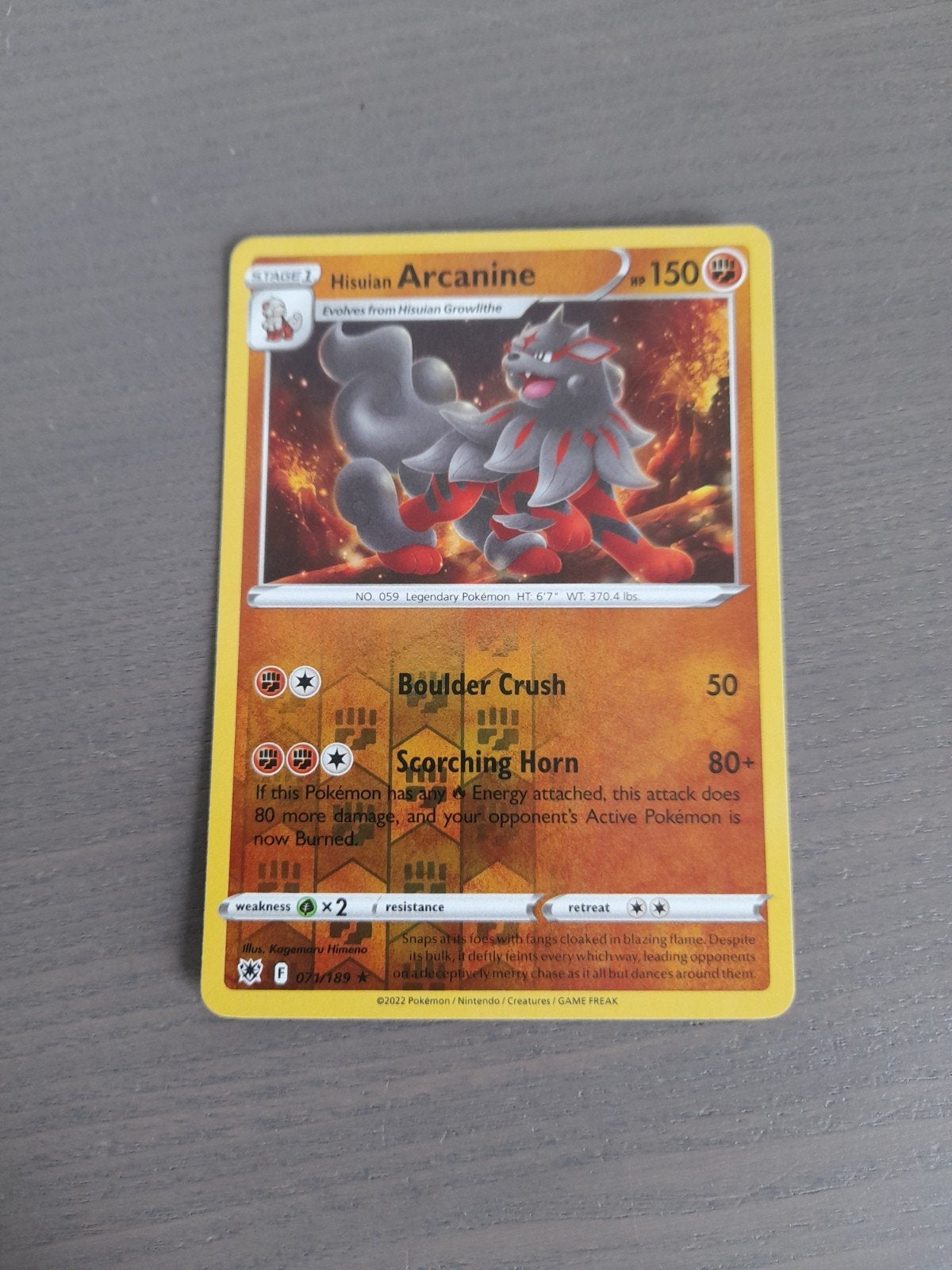 astral radiance 071/189 arcanine reverse, Ophalen of Verzenden, Gebruikt, Losse kaart, Foil