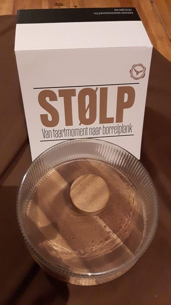Taartplateau van Acaciahout met Glazen Stolp, Ophalen, Nieuw