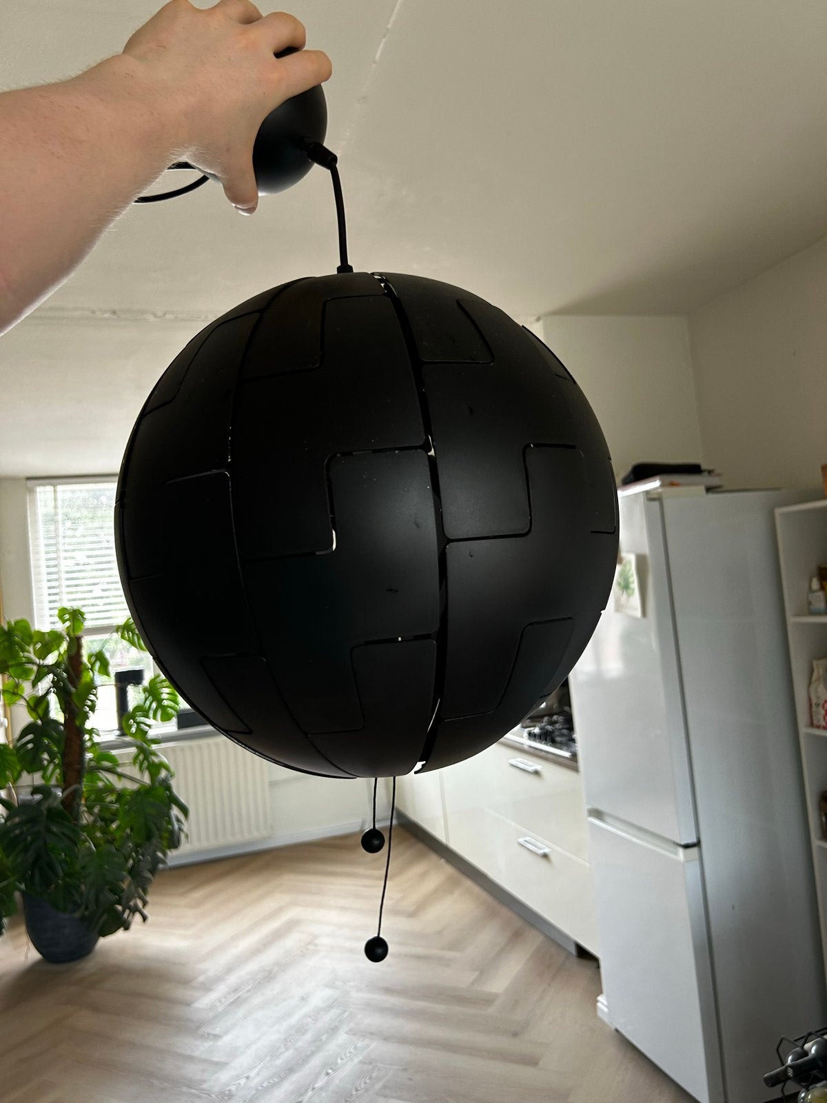 IKEA PS hanglamp - Zwart, uitschuifbaar design, Ophalen, Zo goed als nieuw, Kunststof