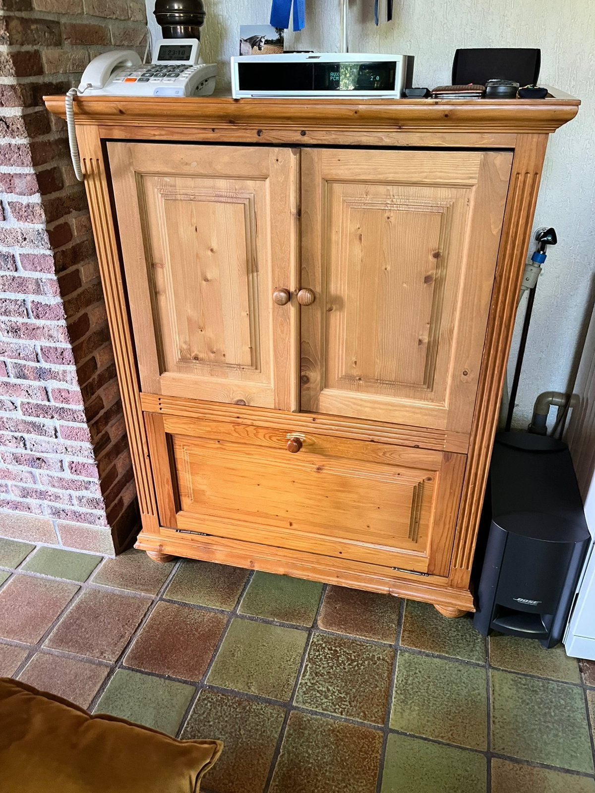 Grenen tv kast, Ophalen, Gebruikt, 100 tot 150 cm, Minder dan 100 cm