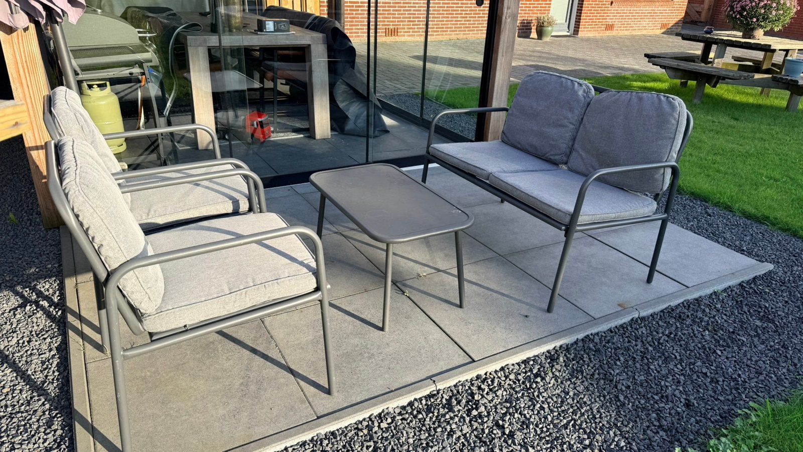 Loungeset buiten, Tuin en Terras, Ophalen, 4 zitplaatsen, Bank, Aluminium