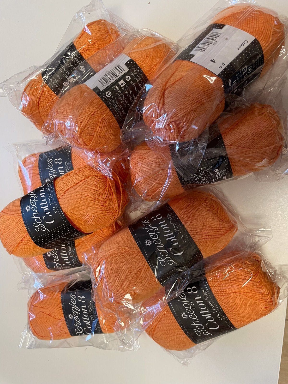 10 bollen Scheepjes Cotton 8 in kleur zacht oranje - nieuw, Hobby en Vrije tijd, Ophalen of Verzenden, Nieuw, Breien of Haken