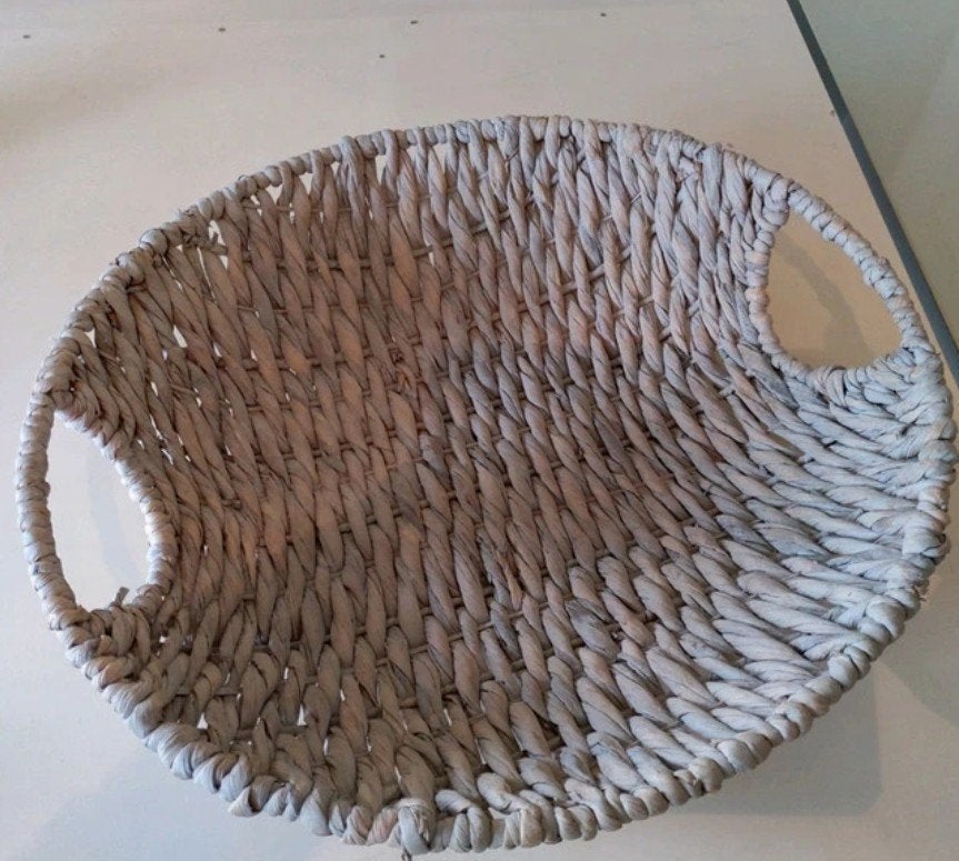 Mooie grof gevlochten mand / schaal, Overige materialen, Gebruikt, Gevlochten, Schaal