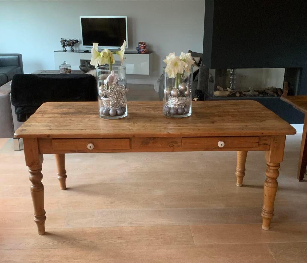 Rustieke massief oud grenen tafel 180x82, Huis en Inrichting, Tafels | Eettafels, Ophalen, Gebruikt, 50 tot 100 cm, 150 tot 200 cm