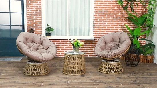 3-Delige Tuin Loungeset – Papasan Stoelen, Corvance B.V., Verzenden, Nieuw, Corvancebol@gmail.com