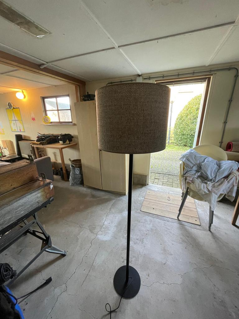 Staande lamp met stoffen kap - 160 cm hoog, Ophalen, Gebruikt, Stof, 150 tot 200 cm