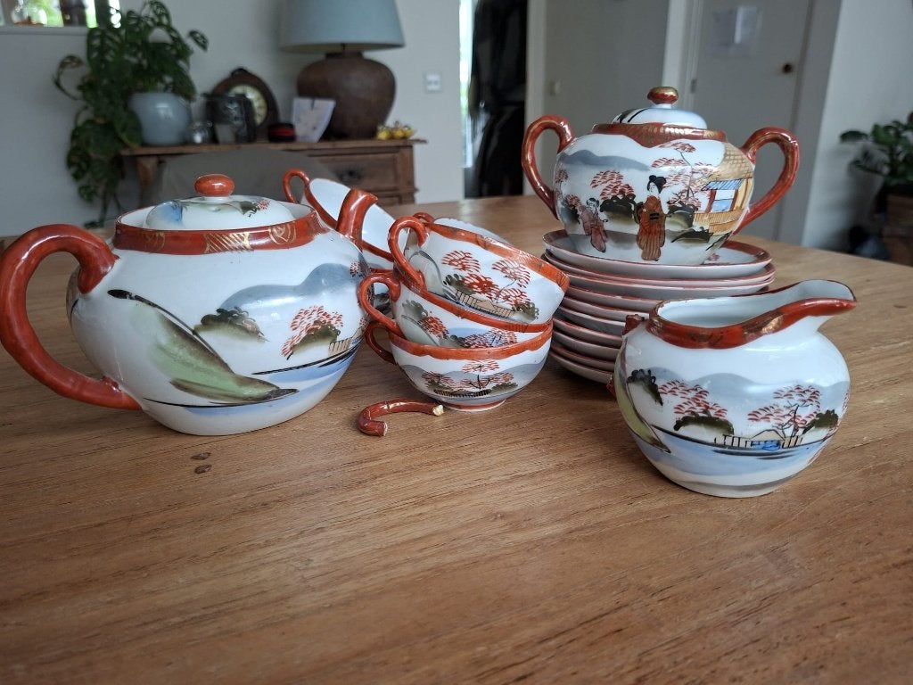 Vintage Japans Geisha- of Kutani/Imari-theeservies, Antiek en Kunst, Ophalen