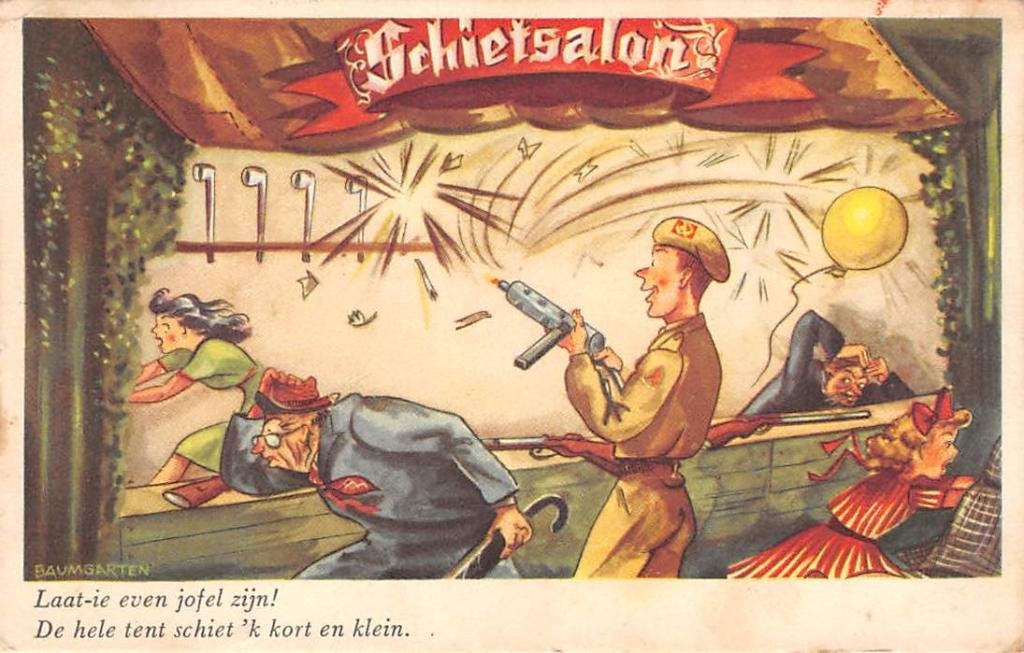 Militair Soldaat bij schiettent Humor Cartoon Il. Baumgarten, Verzenden, Voor 1920, Gelopen, Gelderland