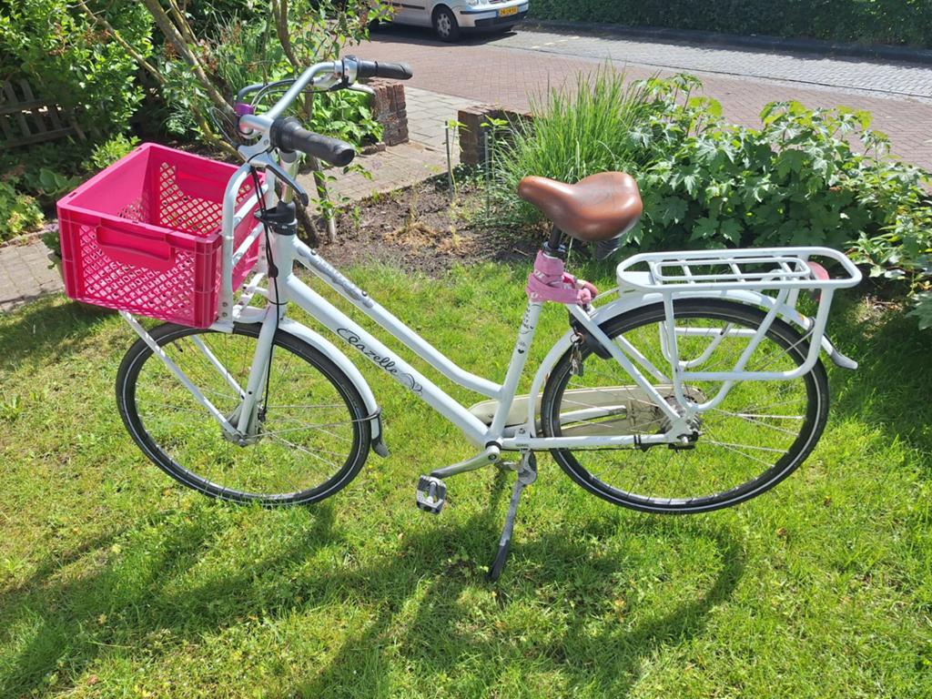 Gazelle damesfiets met roze mand - Gebruikt, Fietsen en Brommers, Fietsen | Dames | Damesfietsen, Ophalen, Gebruikt, Versnellingen