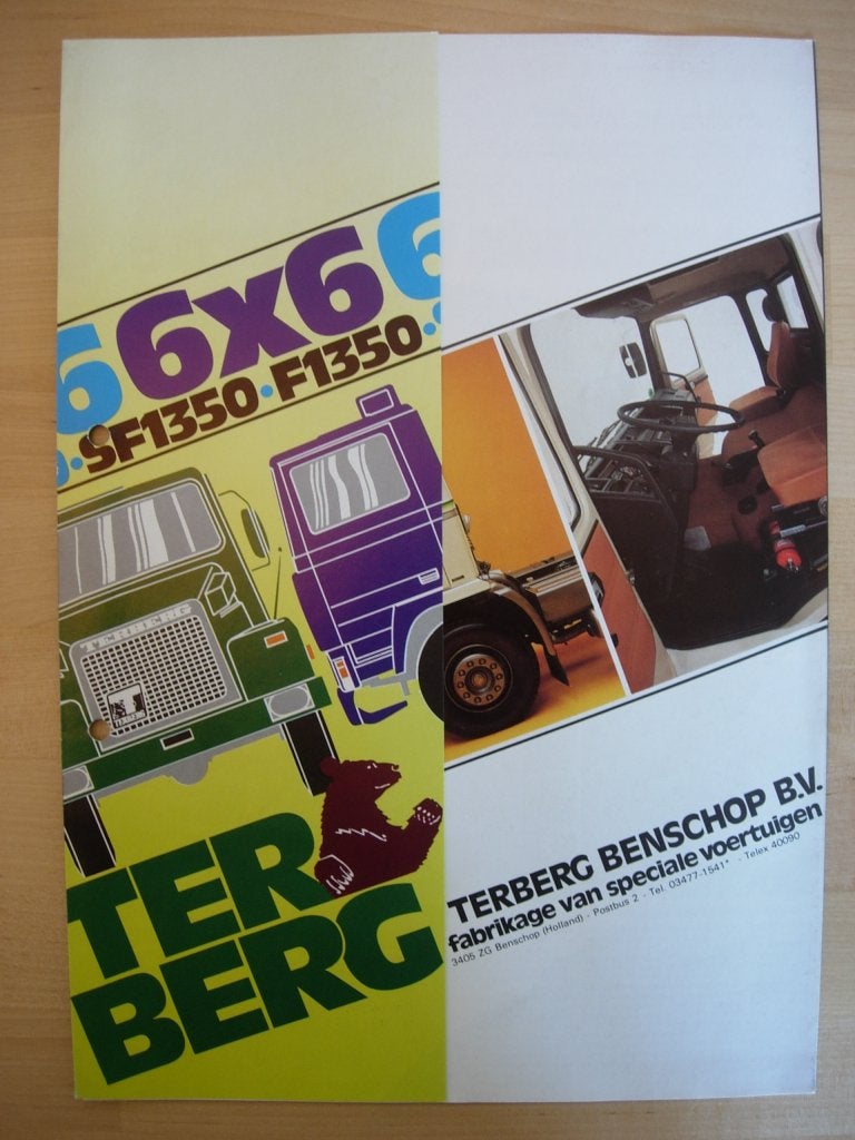 Terberg SF1350 F1350 Brochure ca 1981 6x6, Ophalen of Verzenden, Zo goed als nieuw, Overige merken, Terberg