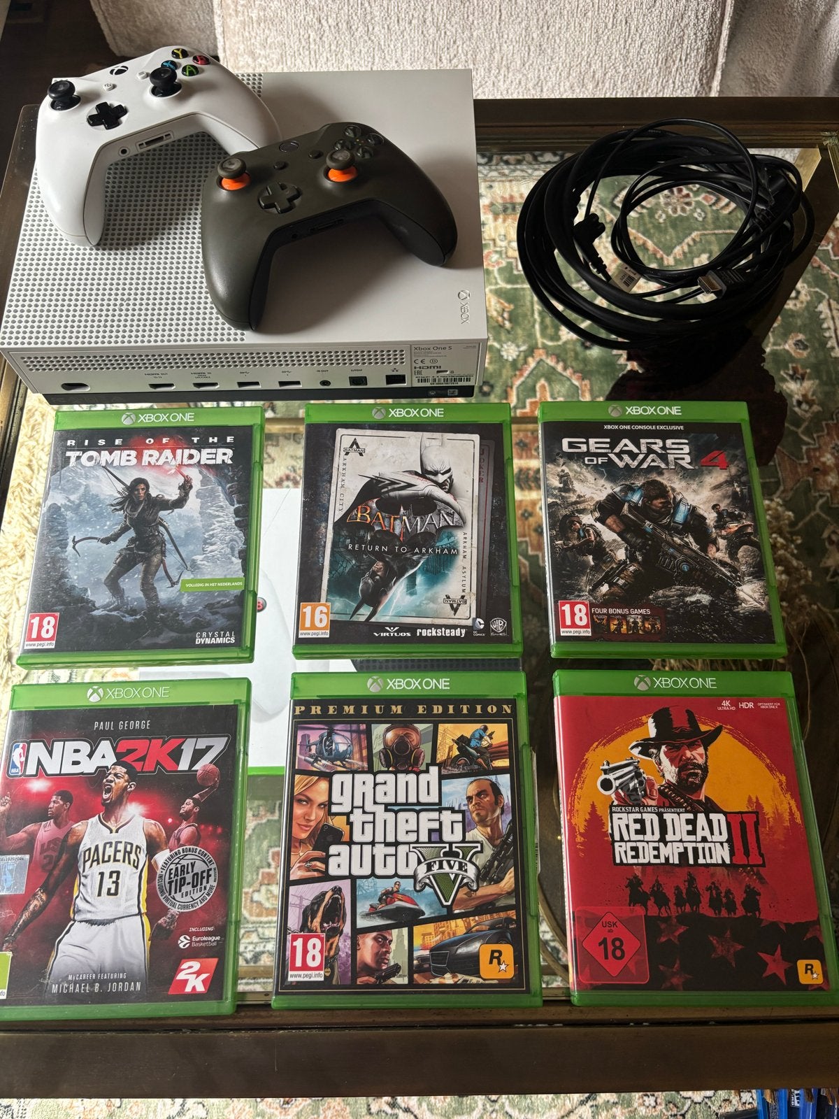Xbox One S 500GB met 2 controllers en 6 games, Met 2 controllers, Xbox One S, Ophalen of Verzenden, 500 GB