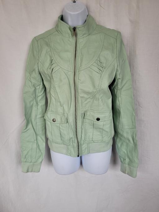 Stoere mintgroene kunstleren jas mt S merk Mamalicious, ., Ophalen of Verzenden, Zo goed als nieuw, .