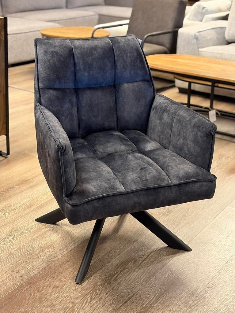 Sjieke velvet draai fauteuil - luxe relaxstoel antraciet &, Ophalen, Nieuw, Stof, Industrieel hotel sjiek velvet suede zwart geel blauw groen