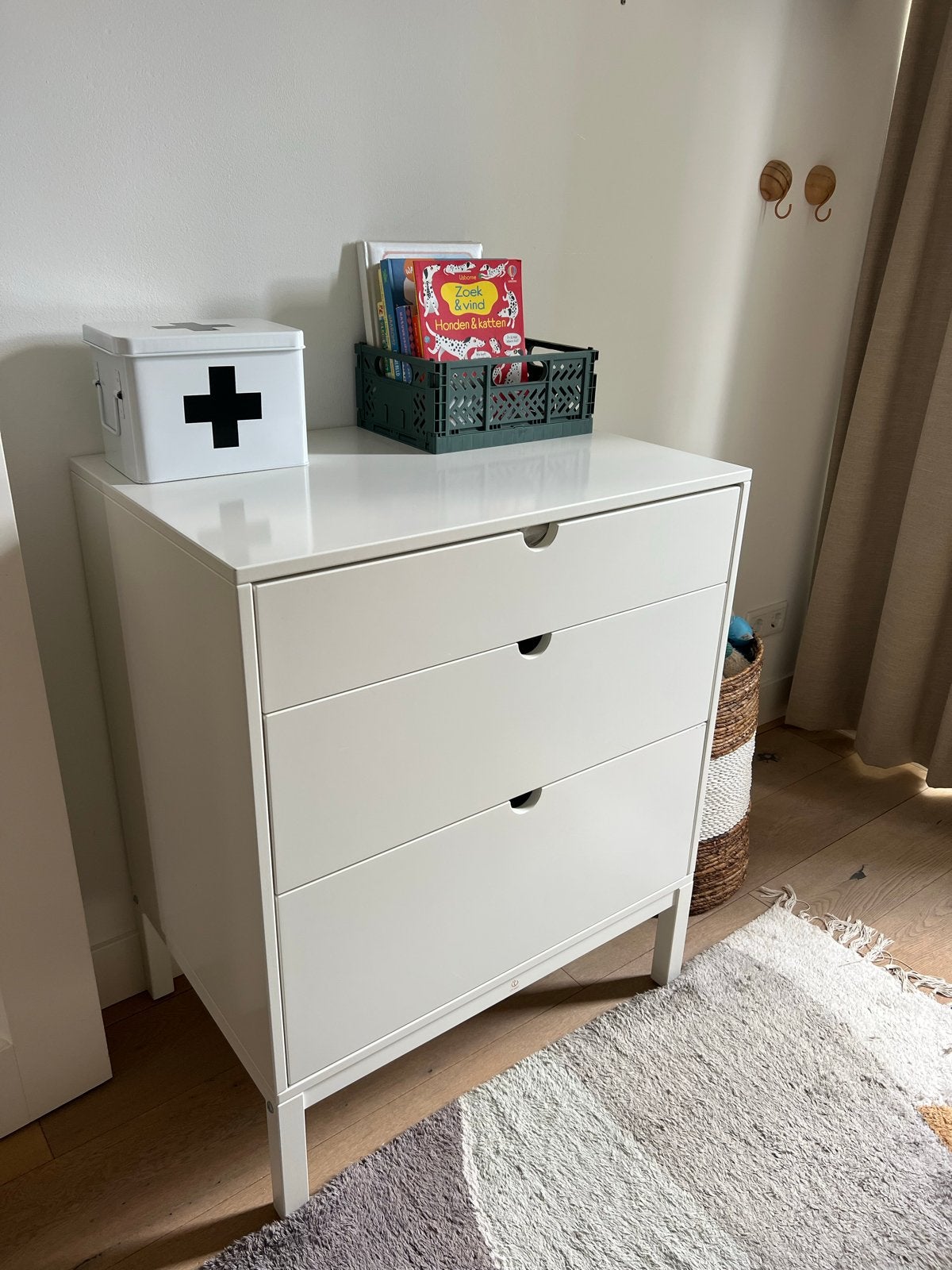 Stokke ladekast met 3 laden - wit, Huis en Inrichting, Ophalen, Gebruikt, 50 tot 100 cm, 3 of 4 laden