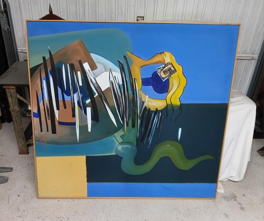 Groot modern abstract schilderij, Ophalen