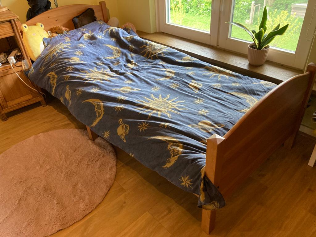 Uitschuifbaar junior bed voor kinderkamer 80 cm x 120/180 cm, Ophalen, Eenpersoons, Bruin, 190 cm of minder