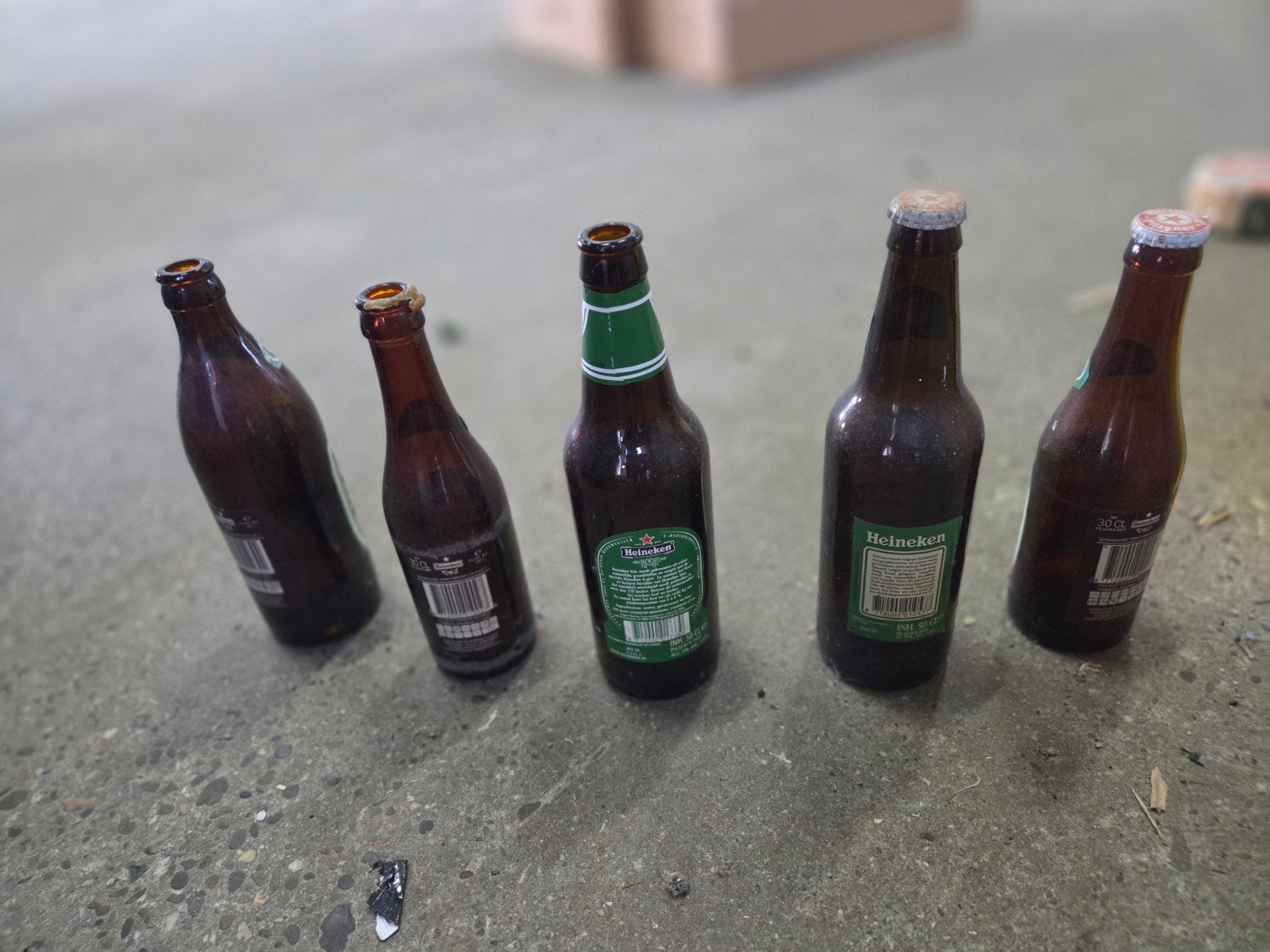 5 Oude Heineken Flessen - Vintage Bierflessen, Ophalen of Verzenden, Gebruikt, Flesje(s), Heineken