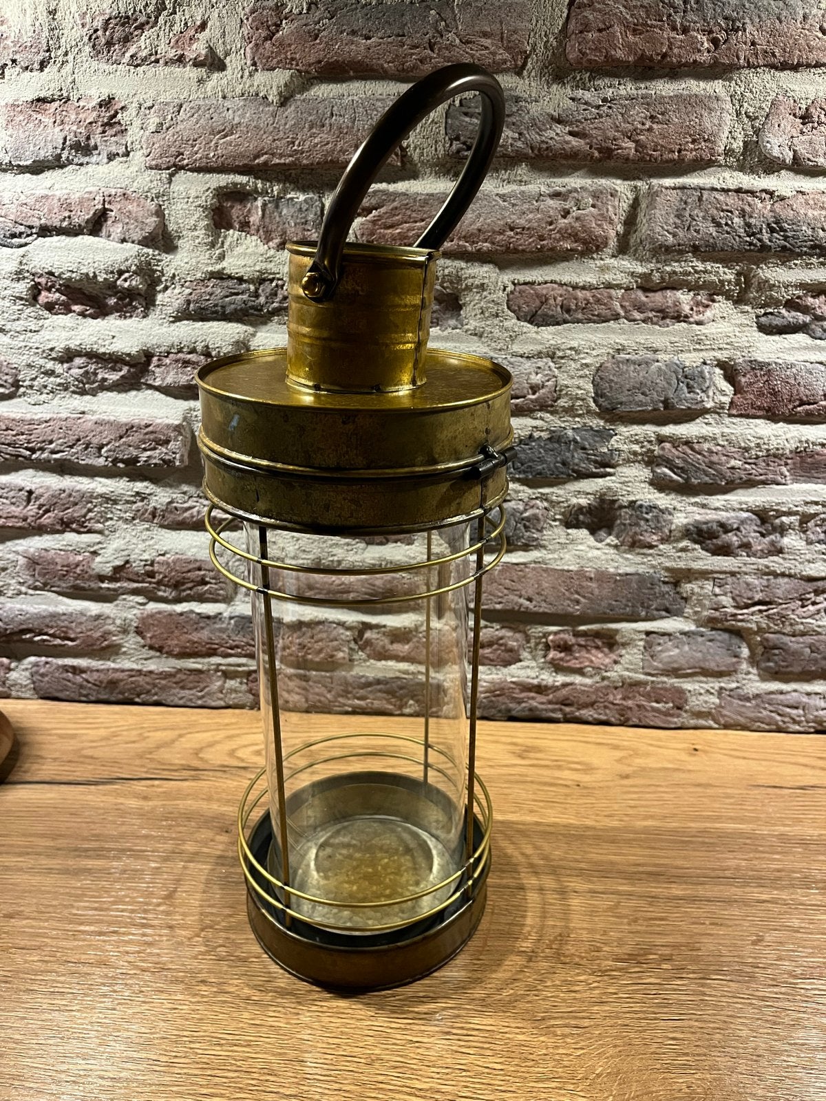 Goudkleurig metaal Lantaarn / Windlicht, Ophalen of Verzenden, Zo goed als nieuw, 25 tot 50 cm