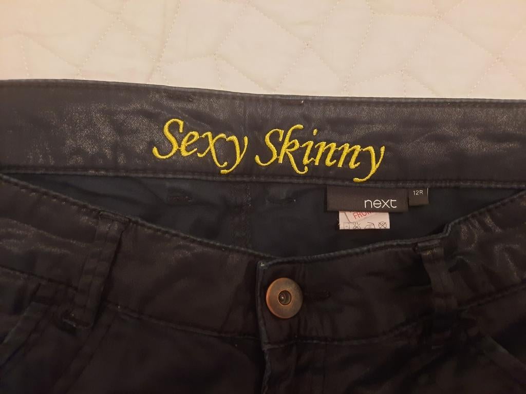 Next Sexy Skinny Dames Broek Zwart Maat 12R lederen look, Maat 38/40 (M), Zwart, Ophalen of Verzenden, Zo goed als nieuw