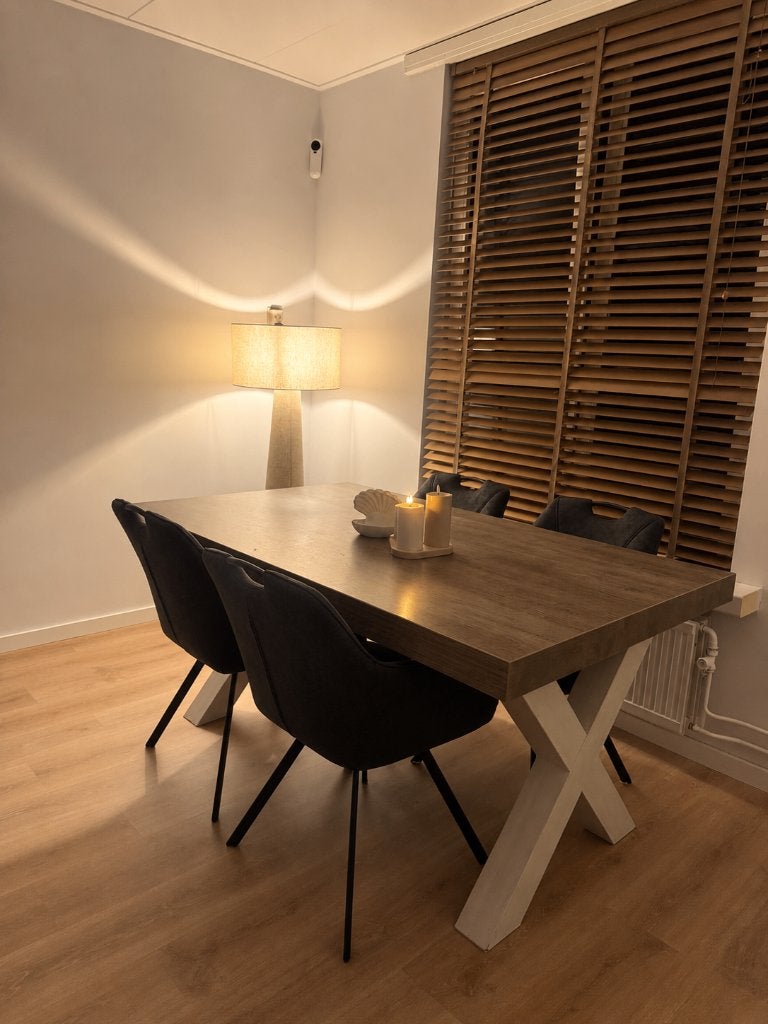 Tafel en stoelen € 150, Ophalen, 100 tot 150 cm, Zo goed als nieuw, 150 tot 200 cm
