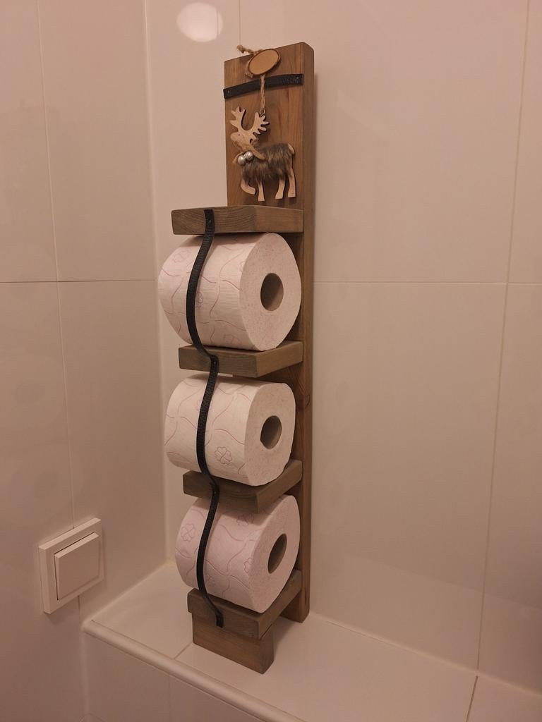 Houten wcrol houder, Huis en Inrichting, Badkamer | Badtextiel en Accessoires, Ophalen, Bruin