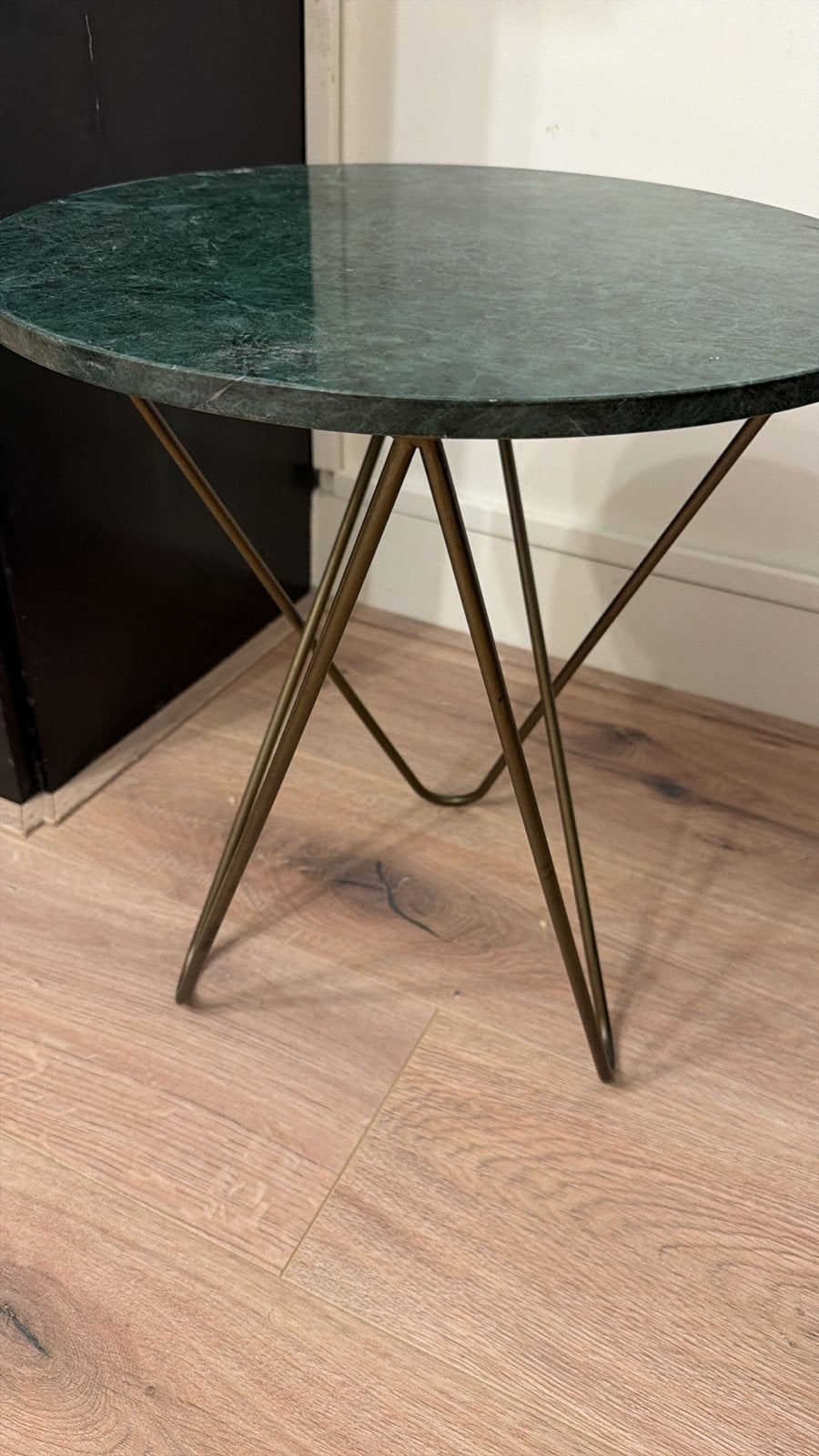 Ronde marmeren bijzettafel - Groen marmer, 50 – 75, Minder dan 50 cm, Rond, Ophalen of Verzenden