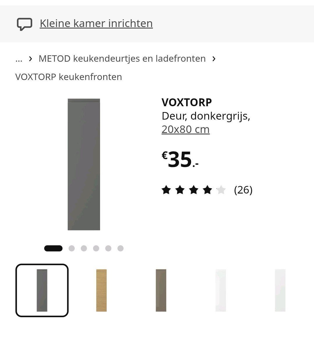 IKEA VOXTORP Deur, donkergrijs, 20x80 cm, Ophalen, Minder dan 50 cm, Nieuw, Minder dan 25 cm