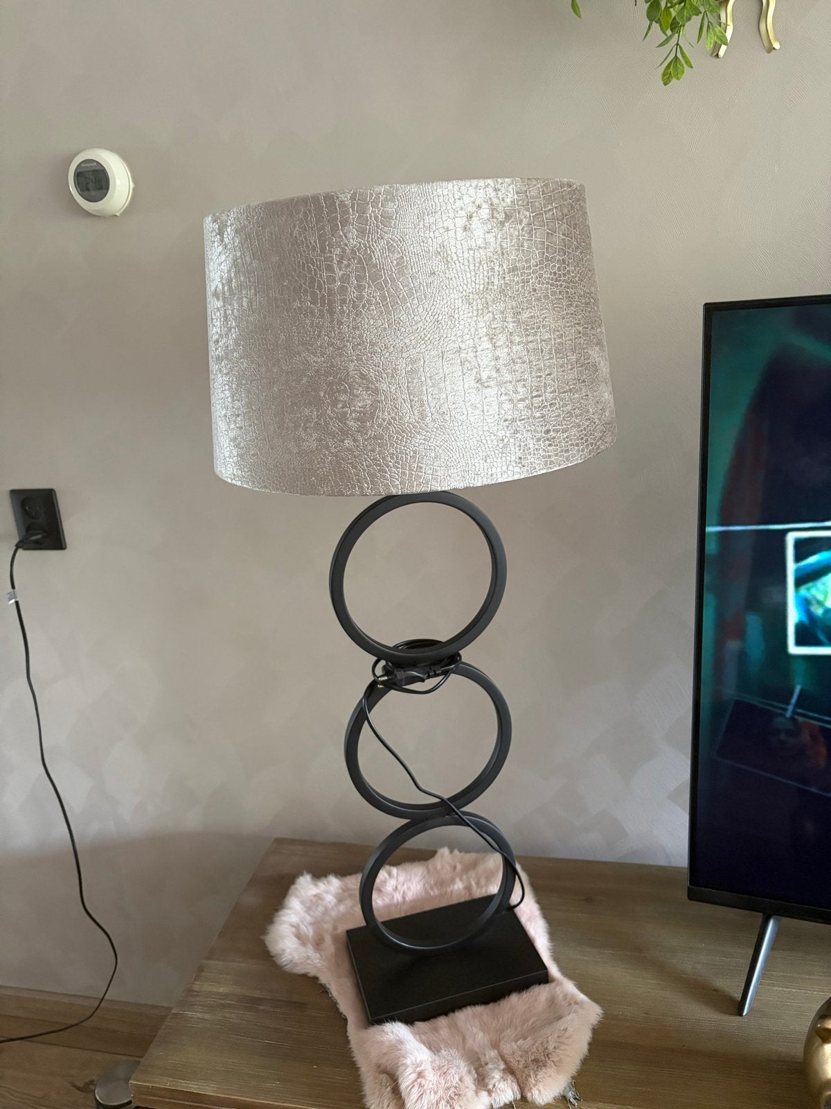 2 x Moderne tafellamp met kap, 90 cm hoog, Huis en Inrichting, Lampen | Tafellampen, Ophalen, Gebruikt, Sfeerlamp, Met kap