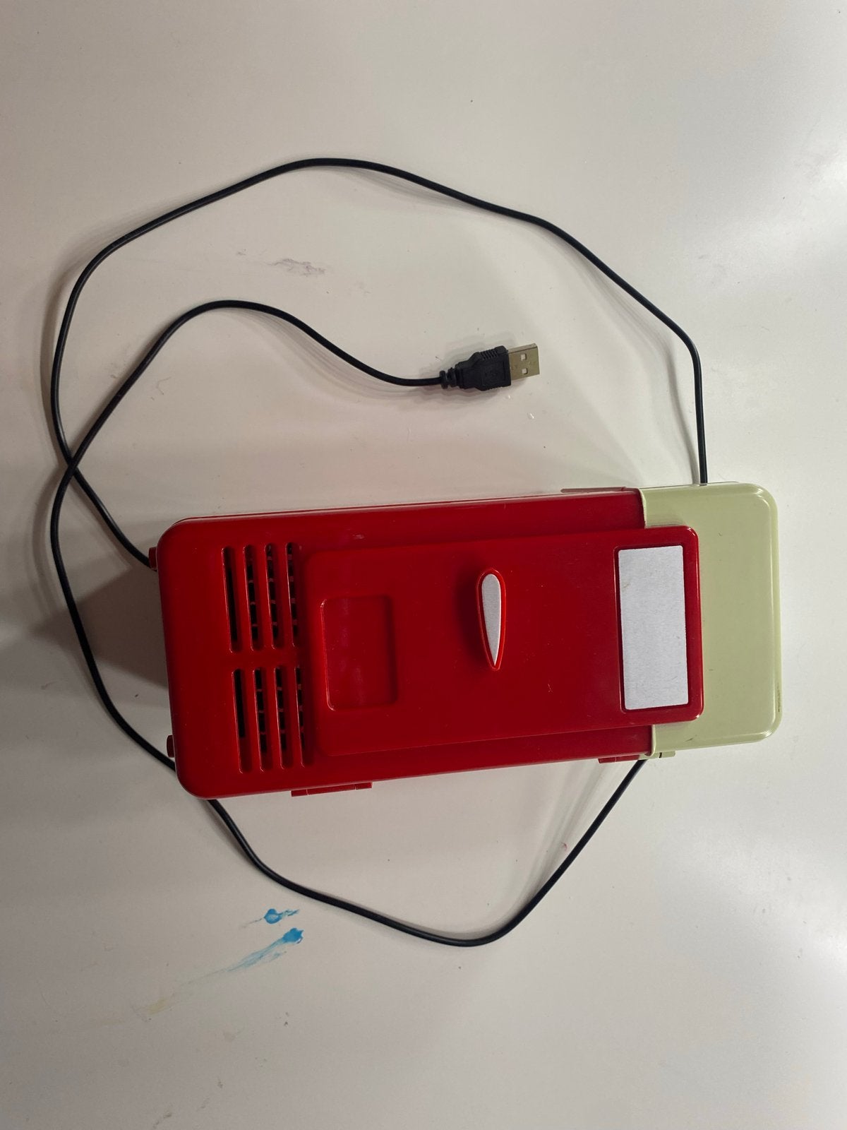 Mini USB Koelkastje - Rood/Crème, Witgoed en Apparatuur, Ophalen of Verzenden, Minder dan 75 liter, Zonder vriesvak, Gebruikt