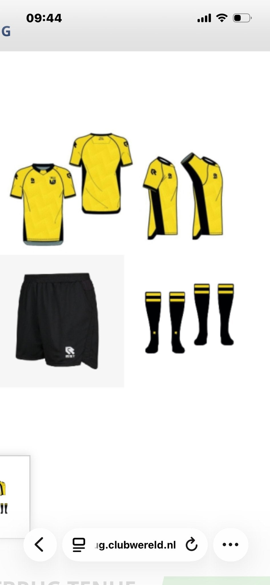 Gebruikt Vlotbrug Wedstrijdtenue - Geel/Zwart Voetbalset, Maat XS of kleiner, Ophalen of Verzenden, Gebruikt, Set
