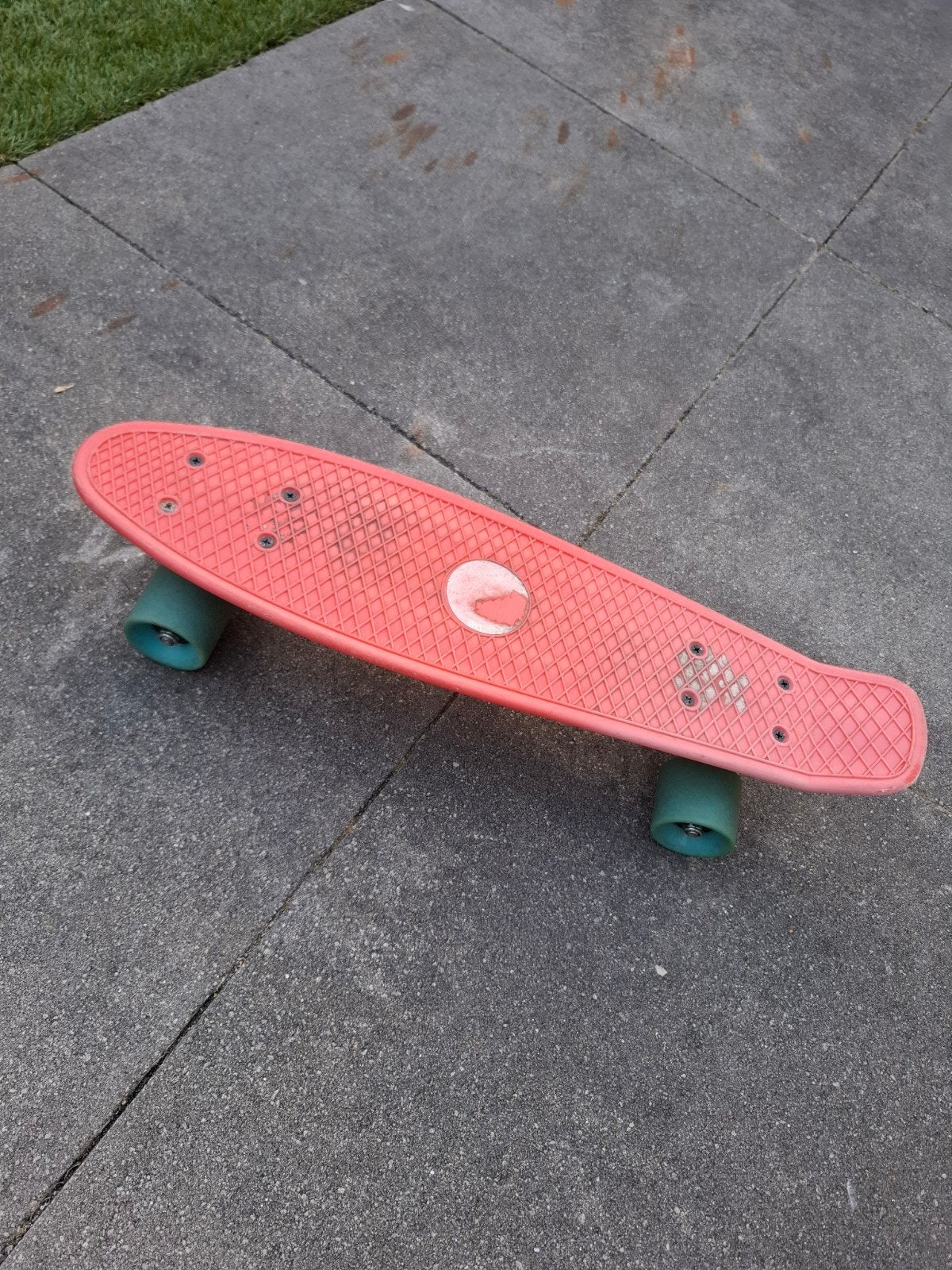 skateboard / Pennyboard rood met groene wielen, Ophalen of Verzenden, Gebruikt, Skateboard