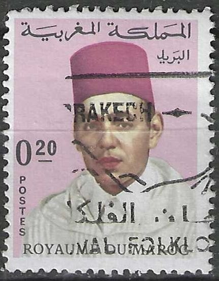 Marokko 1968 - Yvert 539 - Koning Hassan II - 20 c (ST), Postzegels en Munten, Verzenden, Marokko, Gestempeld