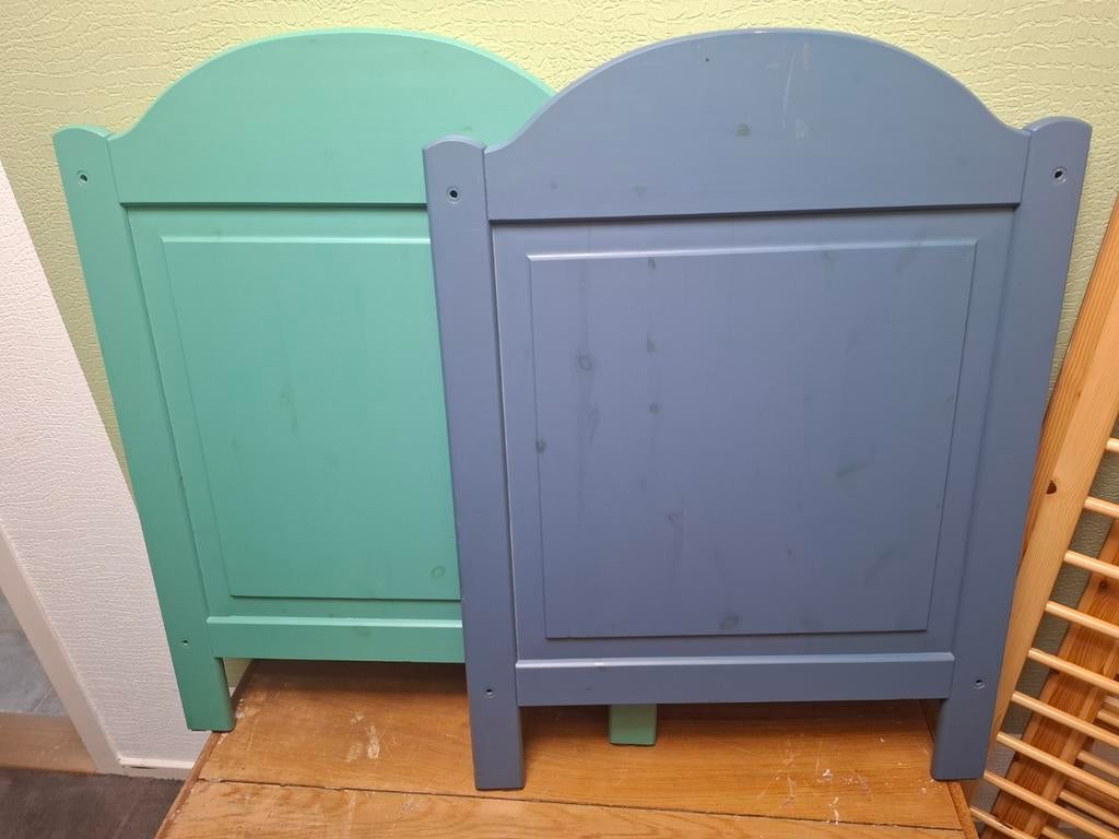 Bedframe met lattenbodem en hoofdeinden, Ophalen, 85 tot 100 cm, Gebruikt, Lattenbodem