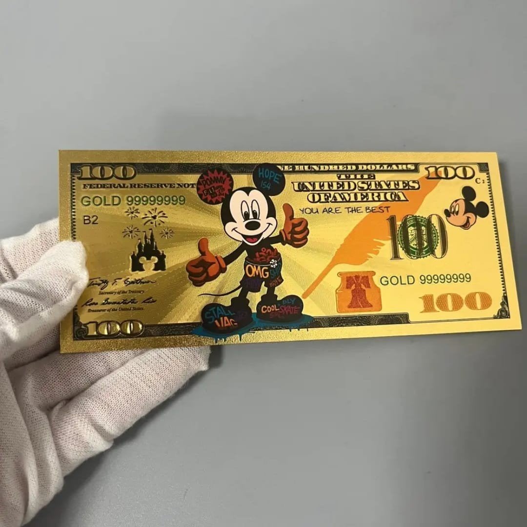 Mickey Mouse Street Art Goudfolie Biljet., Verzamelen, Ophalen of Verzenden