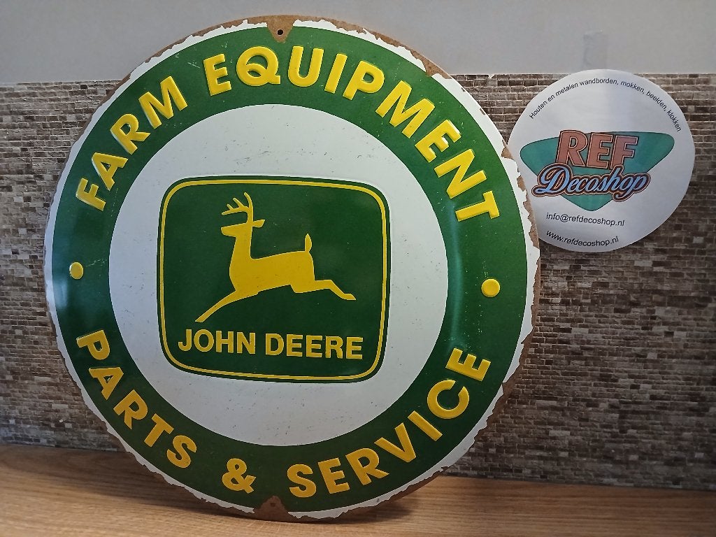 metalen 3d/reliëf bord doorsnede 35 cm, john deere, licentie, Ophalen of Verzenden, Nieuw, Reclamebord