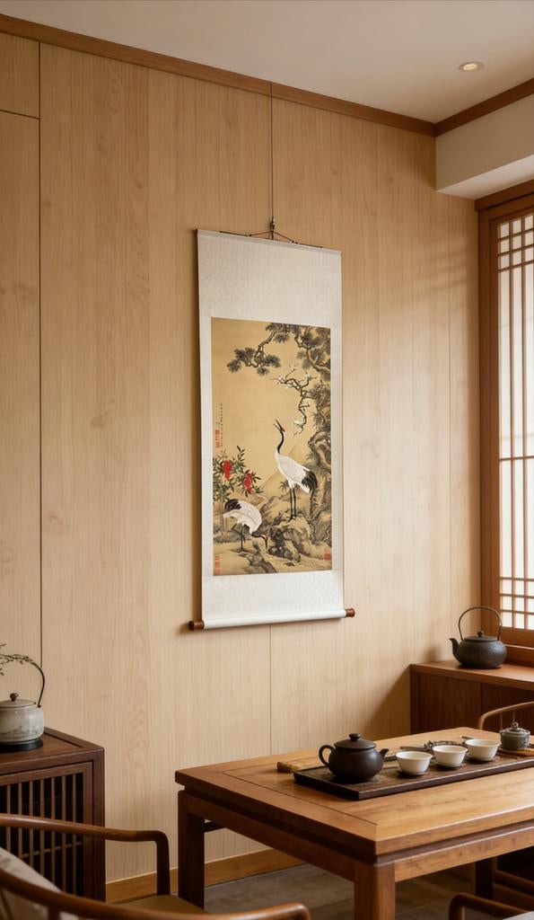 Chinees Kraanvogel Schilderij - Serene Rolprent Kunst, Ophalen of Verzenden