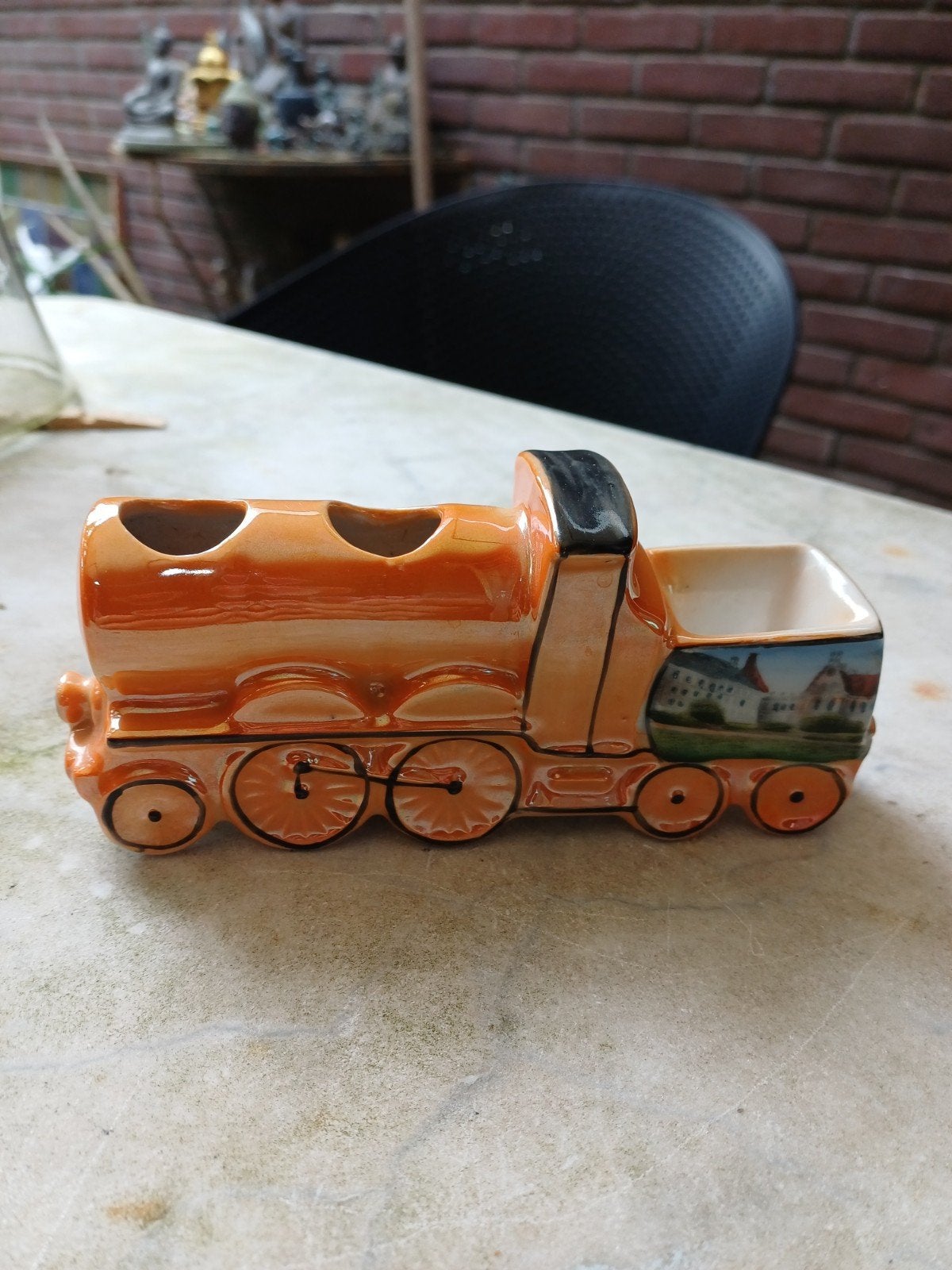 Antiek porseleinen trein souvenir Bad Bentheim, Antiek en Kunst, Ophalen of Verzenden
