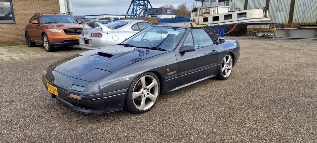 Mazda Rx7 FC Turbo II stage 1 cabrio 350pk bj 1989, Auto's, Mazda, Zwart, Cabriolet, Leder, 350 pk