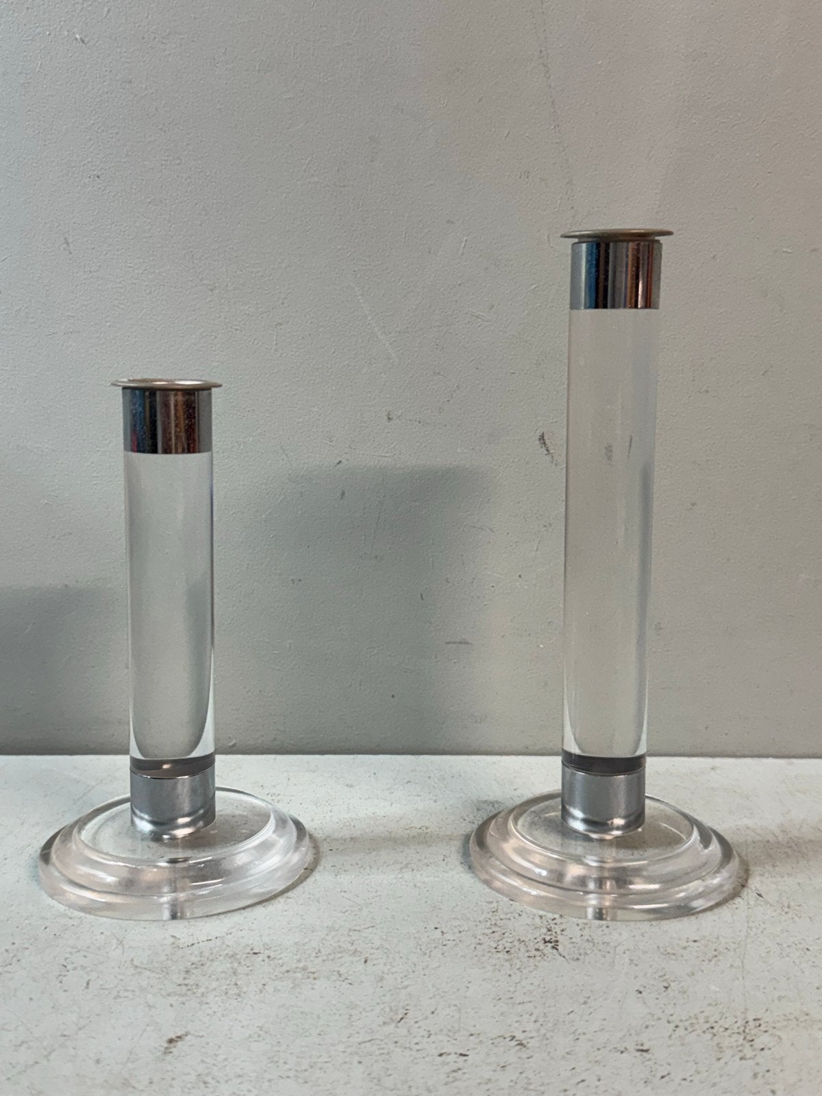 Set van 2 Plexiglas Kandelaars - Modern Design, 10 cm, Kunststof, Gebruikt, Overige merken