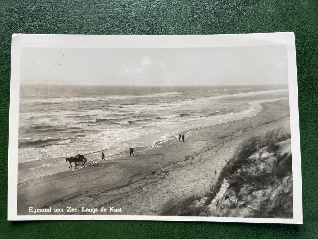 ak van Egmond aan Zee ; Langs de Kust , Schelpenvisser., Verzenden, 1960 tot 1980, Noord-Holland