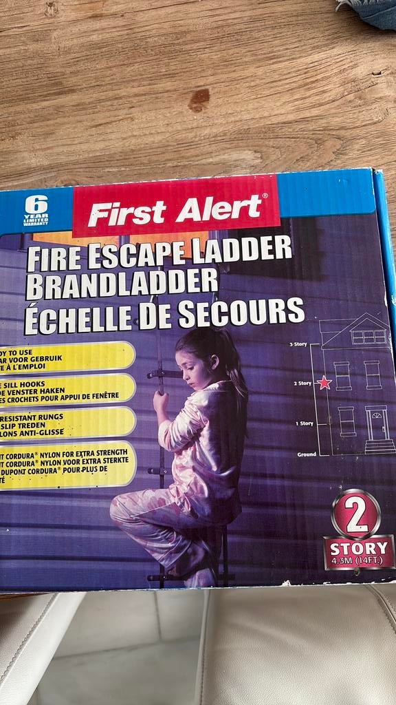 First alert vluchtladder 4,3 meter( twee verdiepingen), Nieuw, Ophalen of Verzenden, Ladder, Opvouwbaar of Inschuifbaar